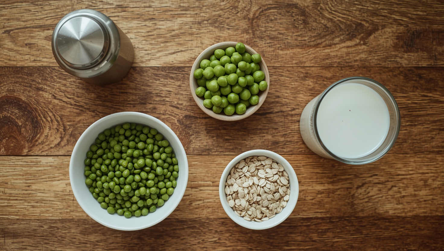 gesunde Ernährung mit veganen Proteinspeisen und Shakes